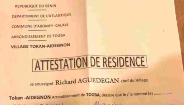 attestation de résidence